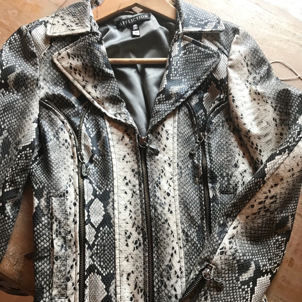 Faux Snakeskin Affliction Jacket in size medium